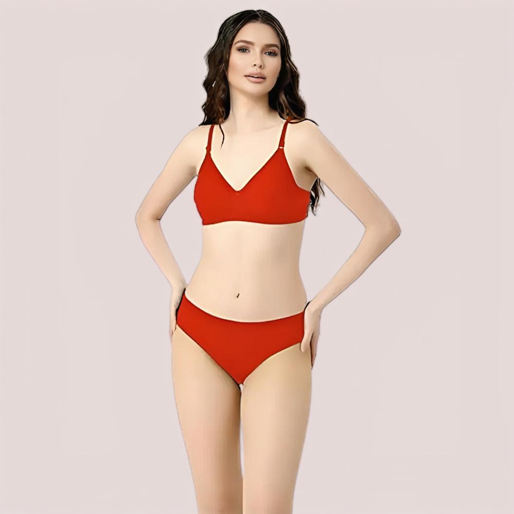 Cherry Hug – Red Cotton Bra & Panty Set
