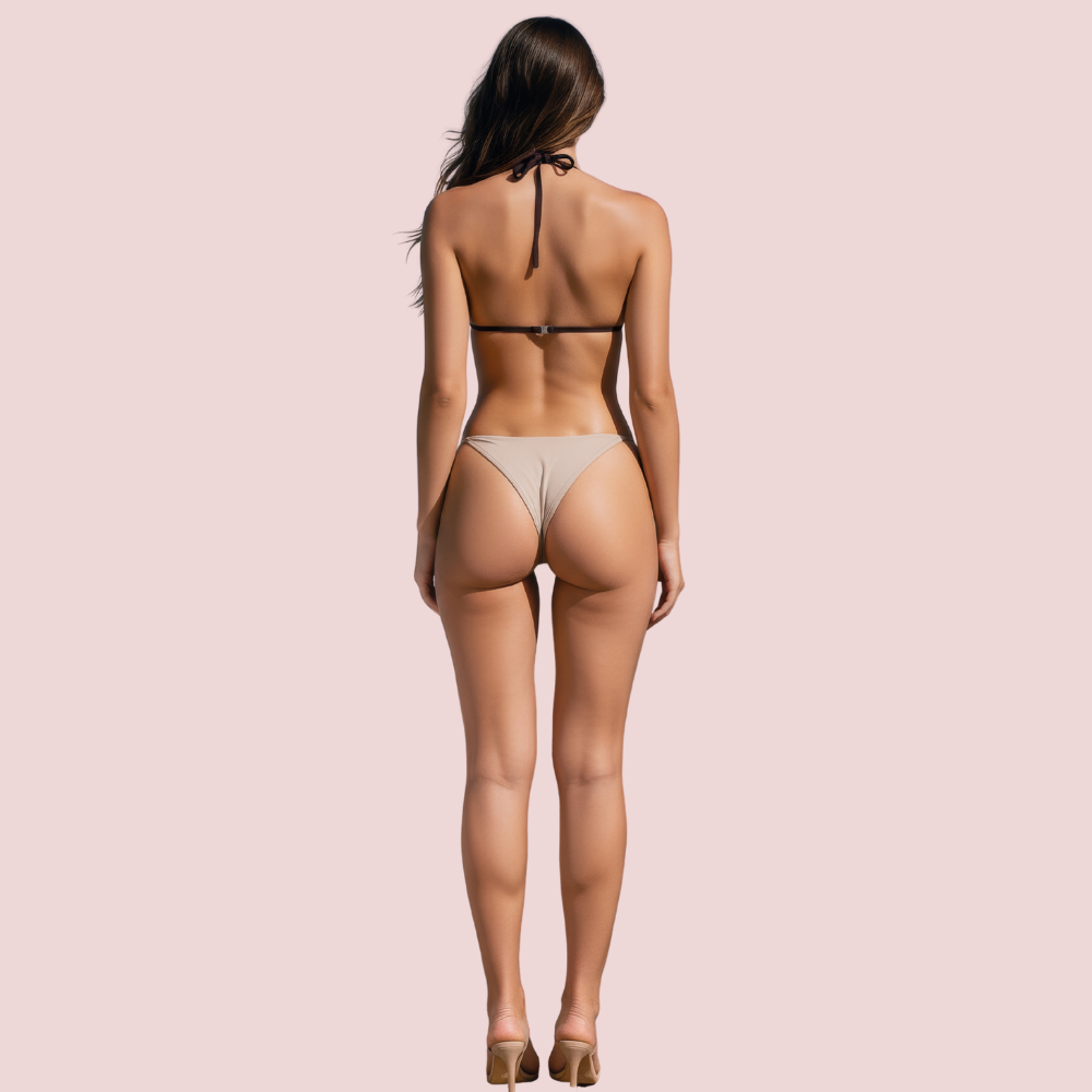 Classic Halter Triangle Bikini Topa in Deep Espresso Brown (Top Only)