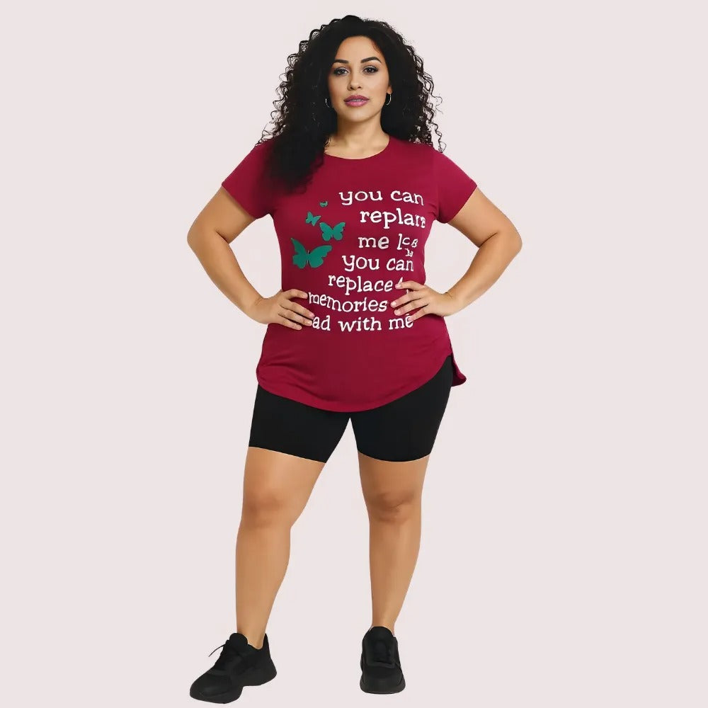 Butterfly Print Inspirational Graphic Tee - Pack of 2