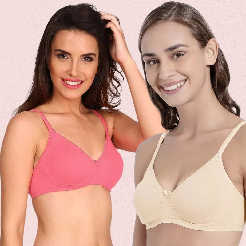 Women’s Soft Cotton Non-Wired Bra (Pack of 2)