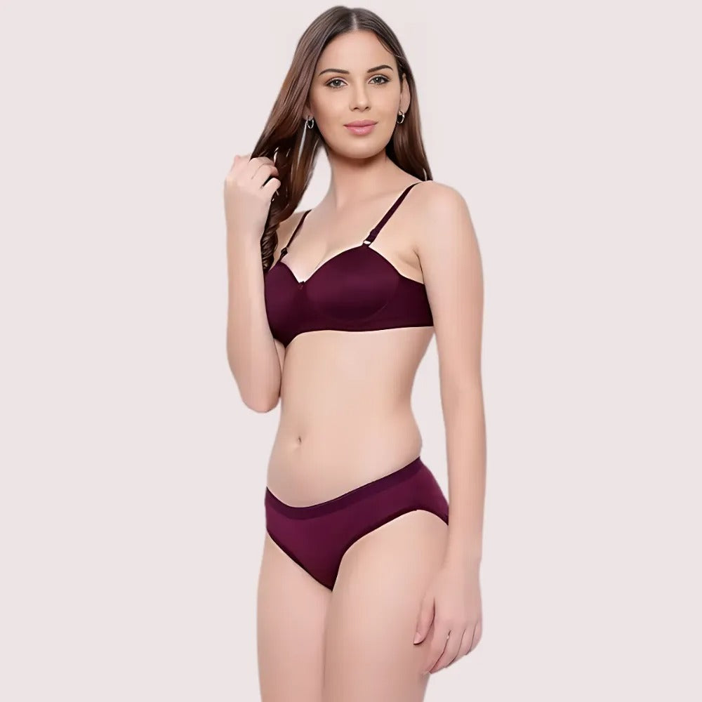 Padded Non-Wired Push-Up Bra Panty Set ( 2 Pack )