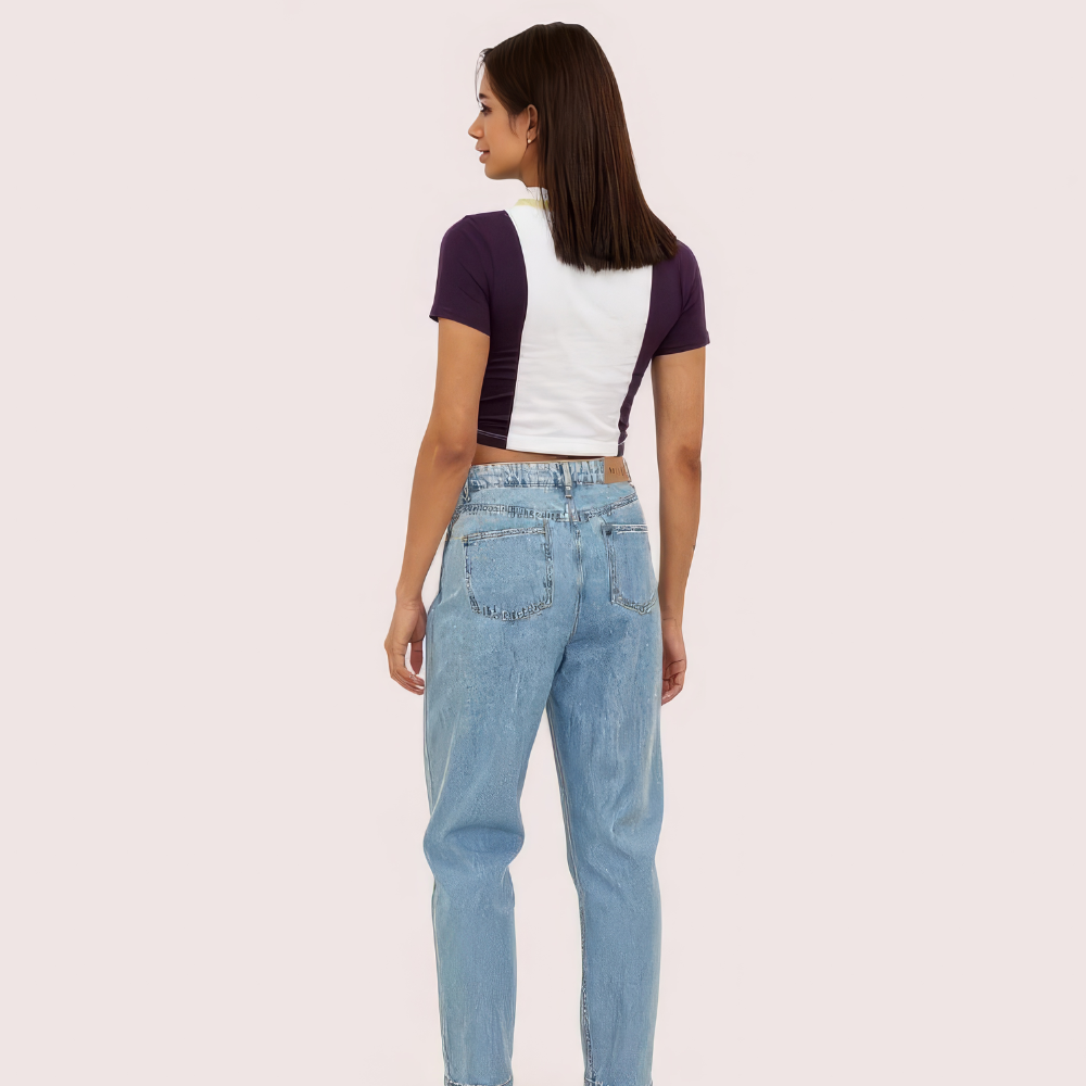 "Camper Chic" Contrast Zip Crop Top