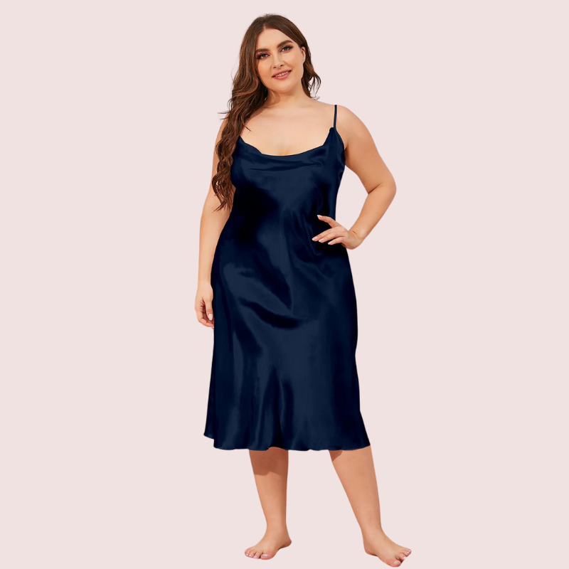 Glamour Satin Cowl Dress – Plus Size