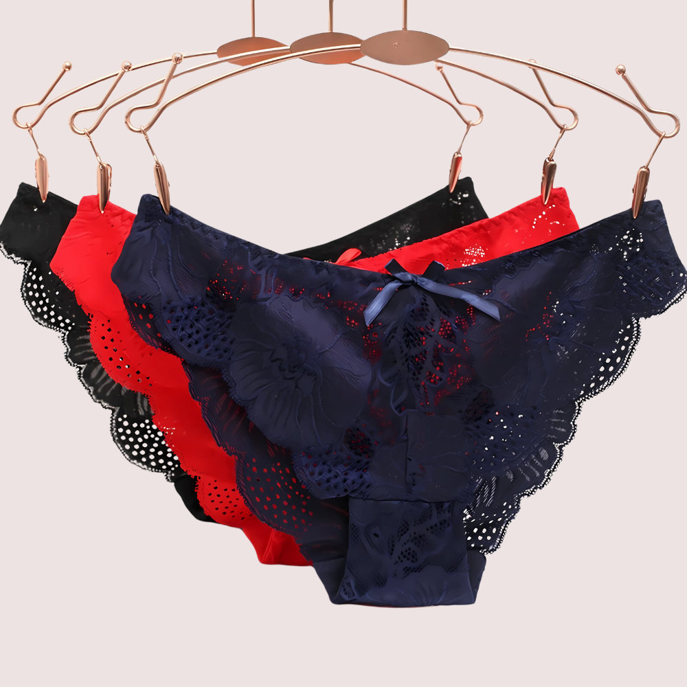 Low Waist Hollow Bow Panties Pack (of 3)