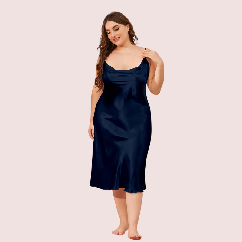 Glamour Satin Cowl Dress – Plus Size